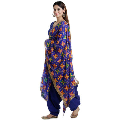 Women's Plain Patiala Salwar Suit With Phulkari Dupatta online at PinkPhulkari CaliforniaWomen's Plain Patiala Salwar Suit With Phulkari Dupatta online at PinkPhulkari California
