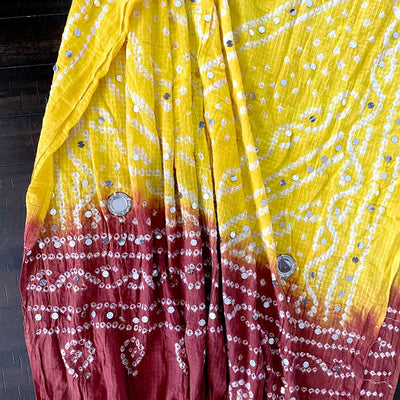Yellow Gold Bandhani Tie-Dye Jaipur Dupatta at PinkPhulkariYellow Gold Bandhani Tie-Dye Jaipur Dupatta at PinkPhulkari