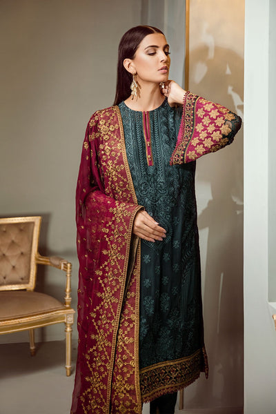 Embroidered Chiffon Salwar Suit Green at PinkPhulkari CaliforniaEmbroidered Chiffon Salwar Suit Green at PinkPhulkari California