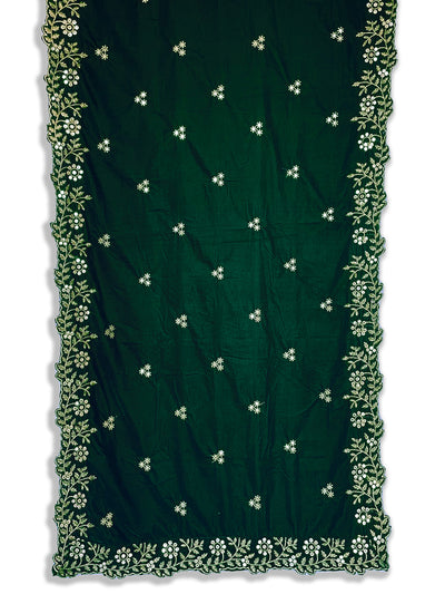Green Embroidered Velvet Shawl at PinkPhulkari California