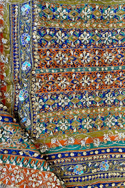 Multicolor Handwork Pakistani Silk Dupatta with Lining HC19Multicolor Handwork Pakistani Silk Dupatta with Lining HC19