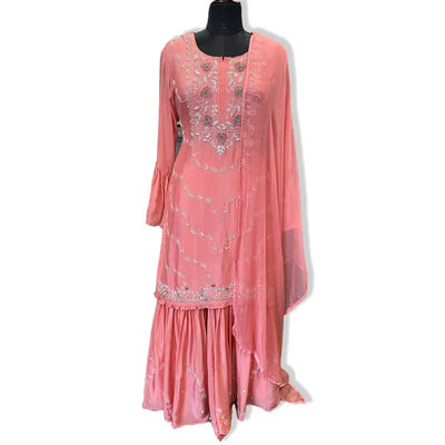 Punjabi Sharara Suit Party Wear Light PinkPunjabi Sharara Suit Party Wear Light Pink