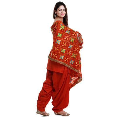 Women's Plain Patiala Salwar Suit With Phulkari Dupatta online at PinkPhulkari CaliforniaWomen's Plain Patiala Salwar Suit With Phulkari Dupatta online at PinkPhulkari California