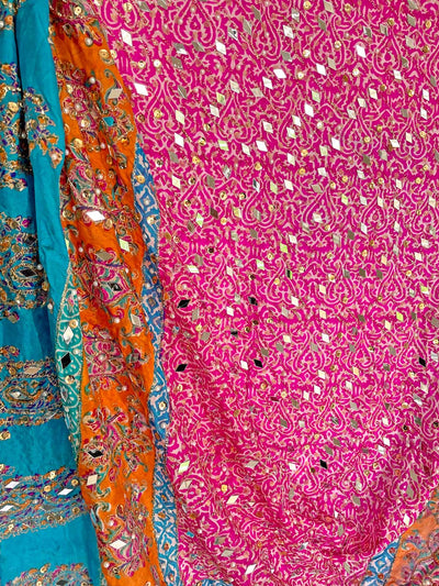 Pink Multicolor Sheesha Pearl Work Pakistani Silk DupattaPink Multicolor Sheesha Pearl Work Pakistani Silk Dupatta