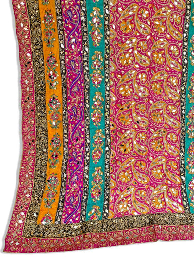 Mirrors and Pearls Silk Multi Block Print Pakistani Dupatta Yellow MulticoloredMirrors and Pearls Silk Multi Block Print Pakistani Dupatta Yellow Multicolored
