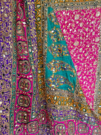 Women's Pink Sheesha Pearl Work Pakistani Silk Dupatta at PinkPhulkari CaliforniaWomen's Pink Sheesha Pearl Work Pakistani Silk Dupatta at PinkPhulkari California