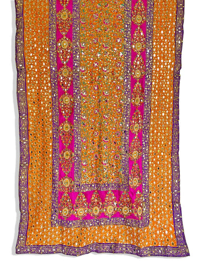 Women's Orange Sheesha Pearl Work Pakistani Silk Dupatta at PinkPhulkari California