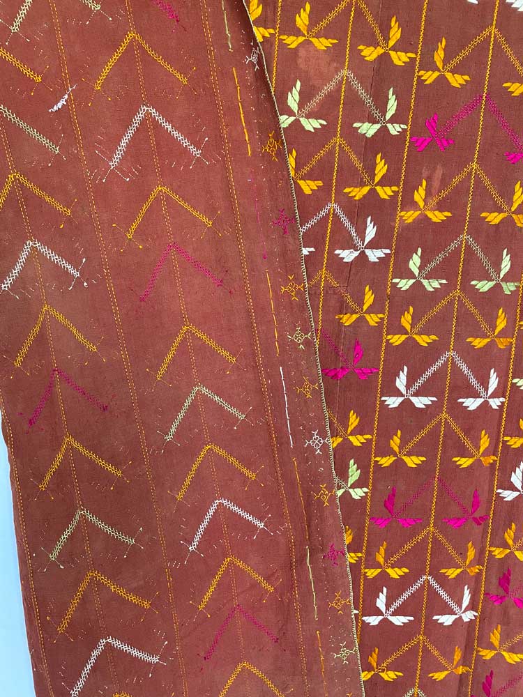Vintage Bagh Phulkari Khaddar Full Handwork Embroidery from Punjab, India, Early 20th Century at PinkPhulkari California