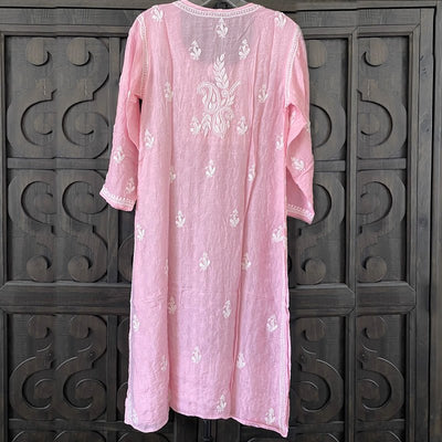 Buy Light Pink Lucknowi Kurta Embroidered at PinkPhulkari CaliforniaBuy Light Pink Lucknowi Kurta Embroidered at PinkPhulkari California