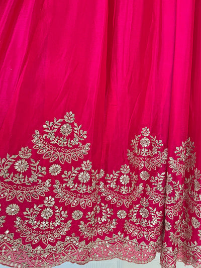 Women's Rani Pink Chinon Silk Punjabi Sharara Garara Bridal Salwar Suit at PinkPhulkari CaliforniaWomen's Rani Pink Chinon Silk Punjabi Sharara Garara Bridal Salwar Suit at PinkPhulkari California