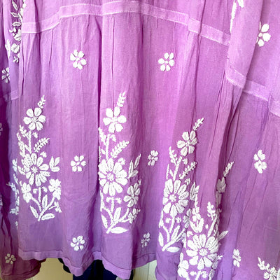 Women's Plum Muslin Silk Lucknowi Chikankari Ladies Gown Long Dress at PinkPhulkari CaliforniaWomen's Plum Muslin Silk Lucknowi Chikankari Ladies Gown Long Dress at PinkPhulkari California
