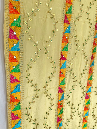 Women's Pure Chinon Silk Gotta Patti Hand Embroidered Traditional Phulkari Dupatta TD1 at PinkPhulkari CaliforniaWomen's Pure Chinon Silk Gotta Patti Hand Embroidered Traditional Phulkari Dupatta TD1 at PinkPhulkari California